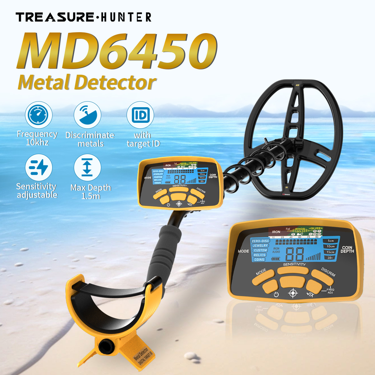 Waterproof Metal Detector Pinpointer - Treasure Hunter Professional DM6450 11-Zoll-Gold-Metalldetektor mit