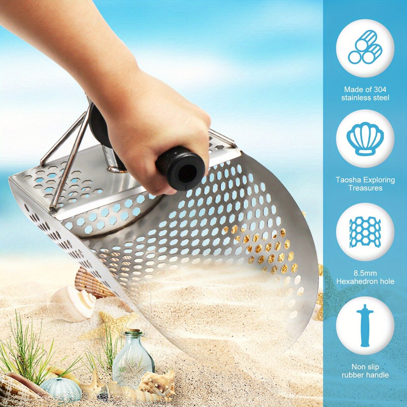 Sand Scoop Stainless Steel Beach Digging - Edelstahl Strand Sands chaufel mit Griff