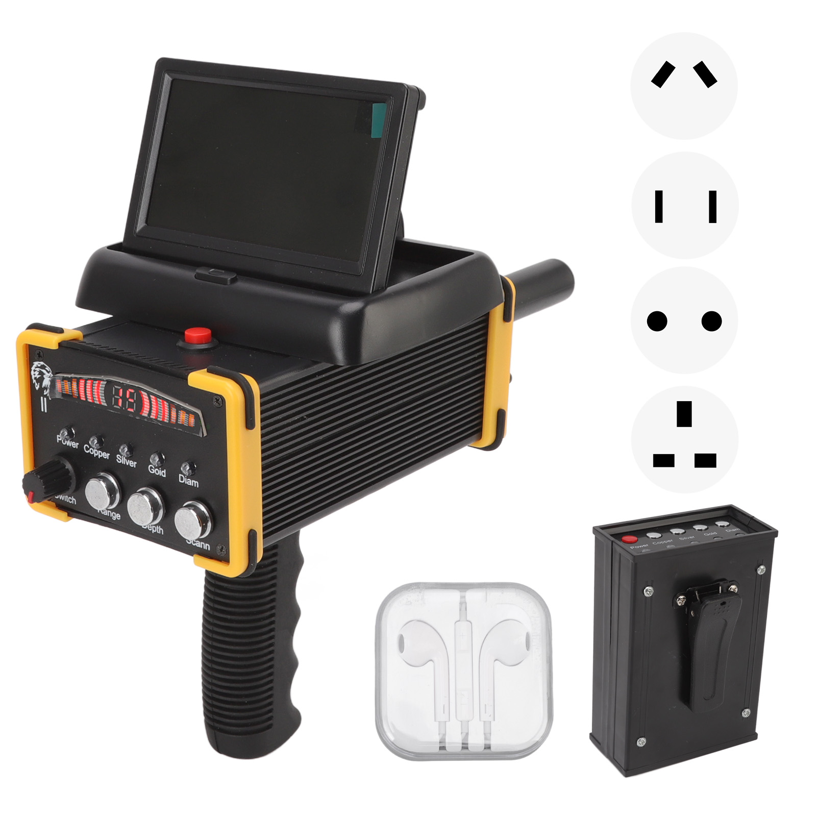 Waterproof Metal Detector Pinpointer - 30m Tiefer Metalldetektor mit Klappschirm Goldfinder