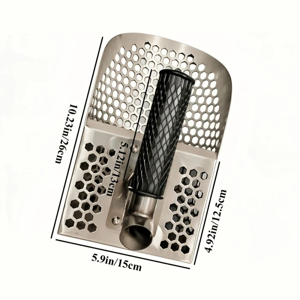 Sand Scoop Stainless Steel Beach Digging - Edelstahl-Sandschaufel, Metalldetektor-Werkzeug, Strand-Schatzsuche, Siebschaufel für Outdoor-Sand-